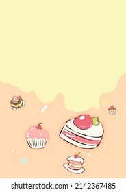 Lovely set of birthday greeting cards with cakes.