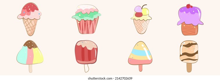 Lovely set of birthday greeting cards with cakes.