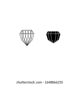 Lovely set of different iconic vector desings of two diamonds. Black and white isolated set.