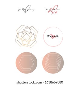 Lovely set of different rosy templates. Simple geometrical gold templates. Full levely set.