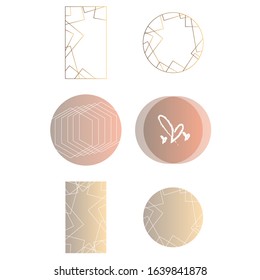 Lovely set of different rosy templates. Simple geometrical gold templates. Full levely set.