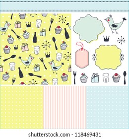Lovely set of patterns, frames and hand drawn elements