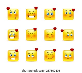 Lovely set square love faces in yellow