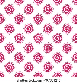 Lovely shape with texture. Abstract seamless pink pattern on a white background.