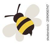 Lovely simple design of a yellow and black bee vector illustration on a white background