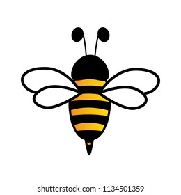 Lovely simple design of a yellow and black bee on a white background