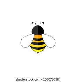 Lovely simple design of a yellow and black bee on a white background