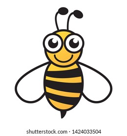 Lovely simple design of a yellow and black bee on a white background