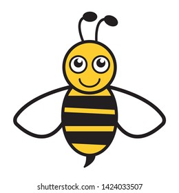 Lovely simple design of a yellow and black bee on a white background
