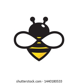 Lovely simple design of a yellow and black bee on a white background