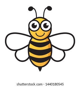 Lovely simple design of a yellow and black bee on a white background