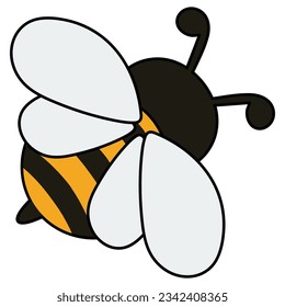 Lovely simple design of a yellow and black bee on a white background. Creative geometric bee icon vector design illustration