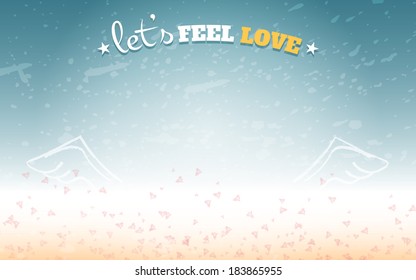 lovely sky with wings horizontal background vector