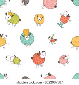 Lovely sleepy sheep. Seamless pattern can be used for wallpaper, pattern fills, web page backgrounds, surface textures.