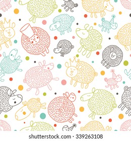 Lovely sleepy sheep. Seamless pattern can be used for wallpaper, pattern fills, web page backgrounds, surface textures.