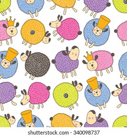 Lovely sleepy sheep. Seamless pattern can be used for wallpaper, pattern fills, web page backgrounds, surface textures.