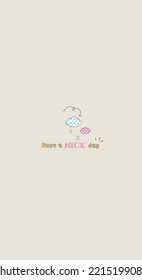 Lovely smile clouds Patterns, Clouds Pink and Blue Background, Have a nice day, Weather Love Cards Vector Stock Vector Illustration. 