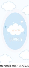 Lovely smile clouds Patterns, Clouds White Blue Background, Weather Wallpaper Love Cards Vector Stock Vector Illustration.