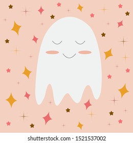 Lovely smiling ghost. Sleep. Vector. Decor element.