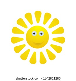 Lovely smiling sun emoji. Summer emoticons. Vector illustration located on a white background.