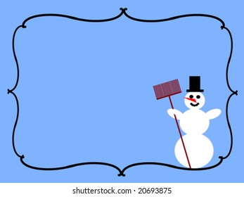 lovely snowman background frame texture vector