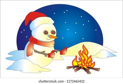 Lovely Snowman baking vector illustration isolated background cartoon