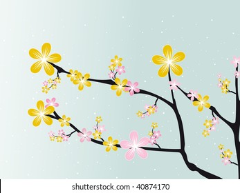 schöner Frühlingsblütenzweig auf Hintergrund