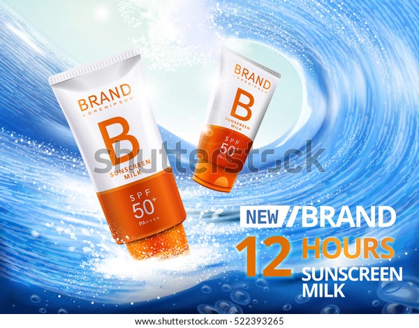 Lovely Sunscreen Ads Template Sunblock Tube Stock Vector (Royalty Free ...