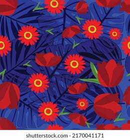 Its a lovely surface pattern design with floral décor on botanical background.