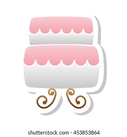 lovely sweet cake wedding icon, vector illustration