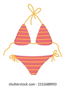 Lovely swimsuit for women. Flat doodle clipart. All objects are repainted.