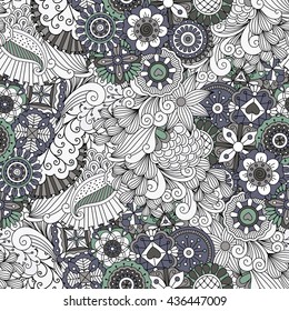 Lovely symmetrical full frame background on white with floral designs and geometric patterns