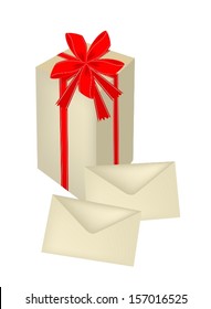Lovely Tall Gift Box with Red Ribbon and Gift Cards, A Perfect Gift or Present for Someone Special. 