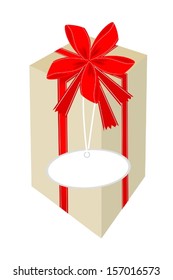 Lovely Tall Gift Box with Red Ribbon and Blank Gift Tag, A Perfect Gift or Present for Someone Special. 