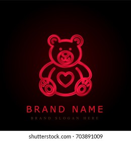 Lovely Teddy Bear red chromium metallic logo