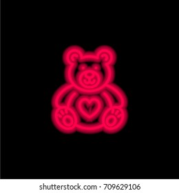 Lovely Teddy Bear red glowing neon ui ux icon. Glowing sign logo vector