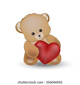 lovely teddy bear toy with red heart