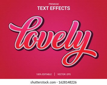 Lovely Text Effect Vectors, Set Elegant Pink Purple Abstract Valentine Text Effect, Lovely Text Style Editable Font Effect 