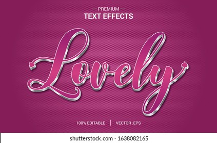 Lovely Text Effect Vectors, Set Elegant Pink Purple Abstract Valentine Text Effect, Lovely Text Style Editable Font Effect 