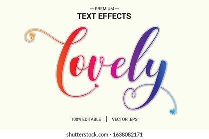 Lovely Text Effect Vectors, Set Elegant Pink purple Abstract valentine text effect, lovely text style editable font effect 