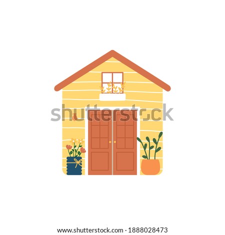 Lovely tiny house illustration. New Little home housewarming print gift.