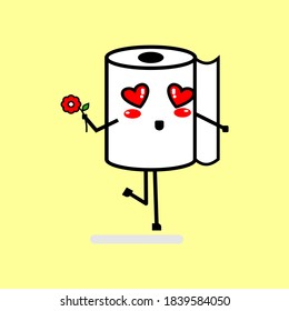 Lovely Toilet Tissue Mascot Illustration Vector