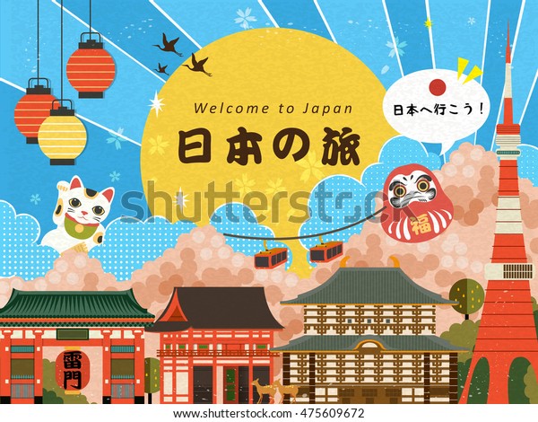 Lovely Travel Poster Famous Attractions Words Stock Vector Royalty Free 475609672