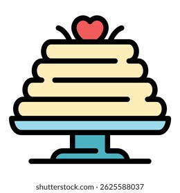 Lovely tray cake icon. Outline lovely tray cake vector icon color flat isolated