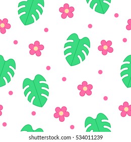 Lovely tropical background.Exotic seamless pattern for children's clothes, bedding and school utensils.
