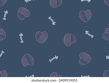 lovely typography and hearts hearts navy seamless pattern