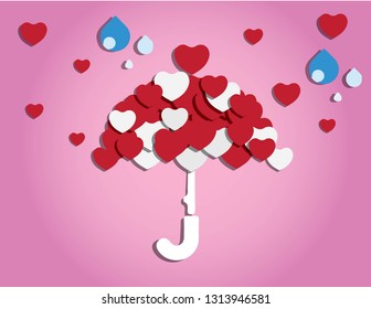 Lovely umbrella with hearts vector. 