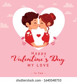 Lovely valentine's day card template with couple
