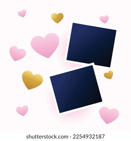 lovely valentine's day couple photo frame pink background vector 