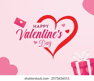 lovely valentine's day greeting card with lovely heart design vector 